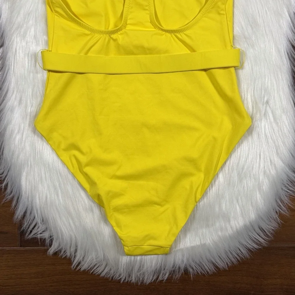 Melissa Odabash Size 40 /‎ US 4 Yellow Nevis Belted One Piece Racerback Swimsuit